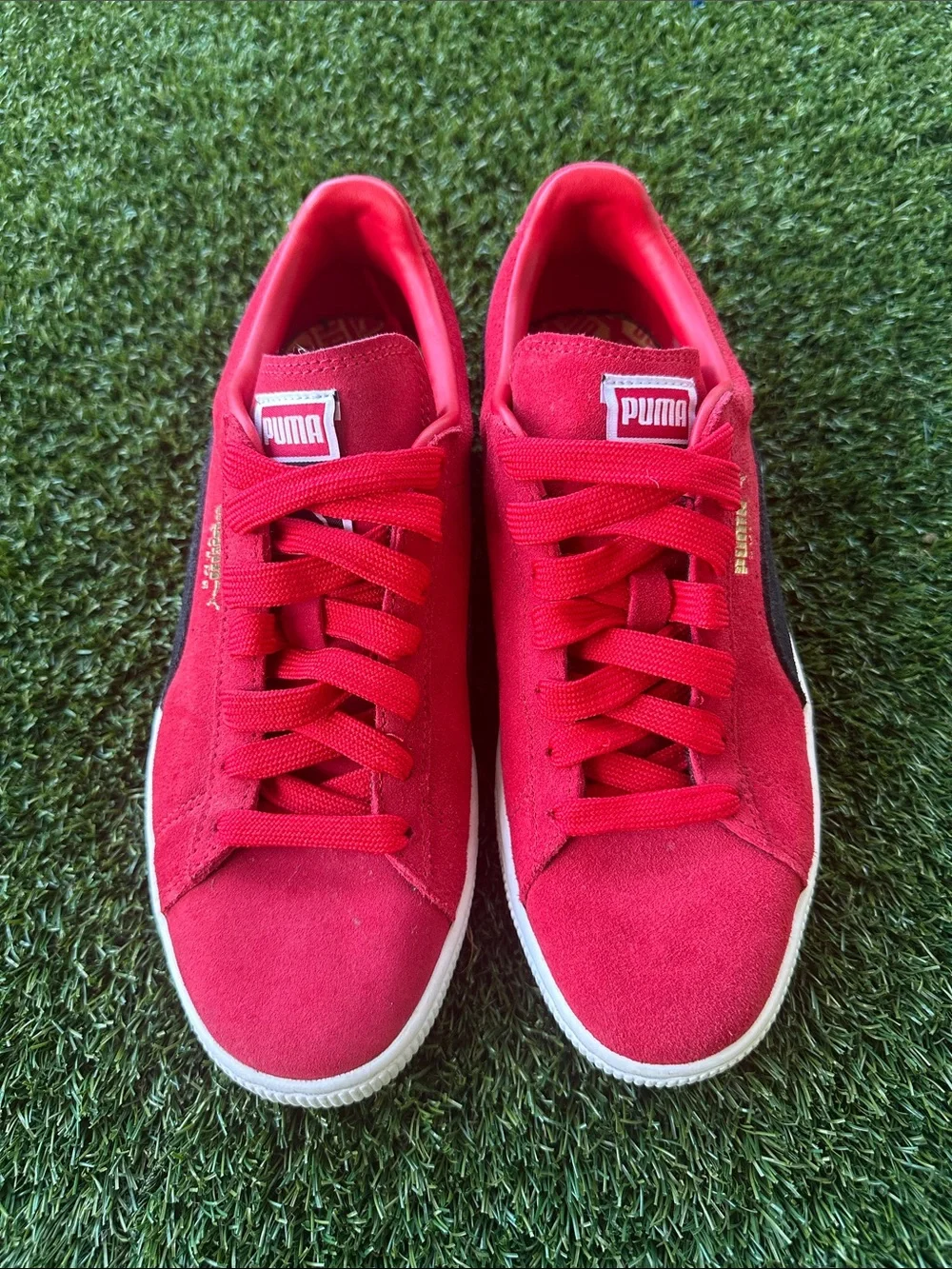Puma Kids Red Suede Lace-Up Sneakers